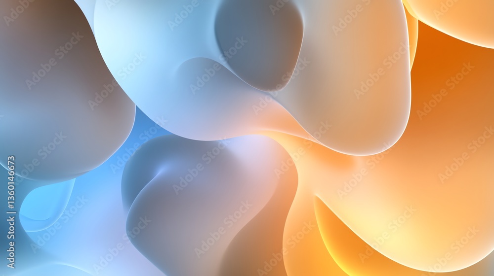 Poster abstract background with flowing shapes and soft blue orange gradient
