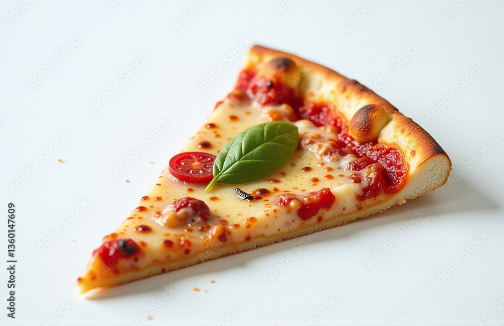 Aufkleber A Slice Of Pizza Rests On A Simple White Surface In This Clean And Visually Appealing Still Life Composition.