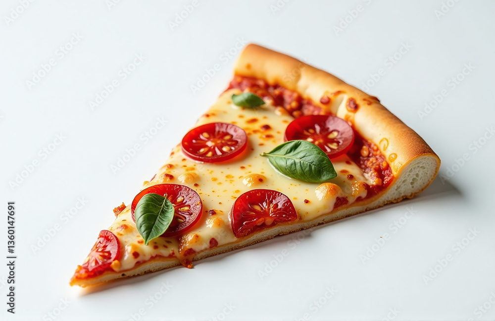 Aufkleber A Slice Of Pizza Rests On A Simple White Surface In This Clean And Visually Appealing Still Life Composition.