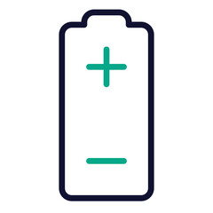 vector illustration of a plus icon. 3D full battery icon in green with metallic top and check mark badge, indicating complete charge or power success, on transparent background.