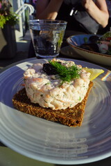 Delicious Swedish Toast with chantarelle mushrooms and butter