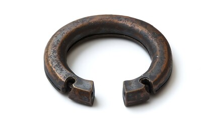 Old rusty metal ring on a black background. Close-up.