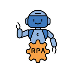 robotic process automation black line icon.