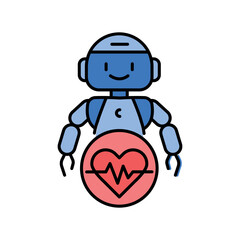 ai healthcare black line icon.