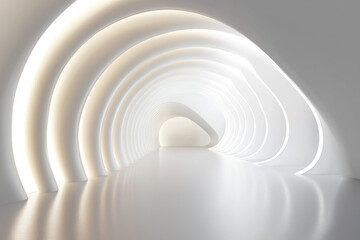 Obraz premium Modern abstract light installation with glowing arches on white background 