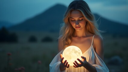 young woman in moonlight