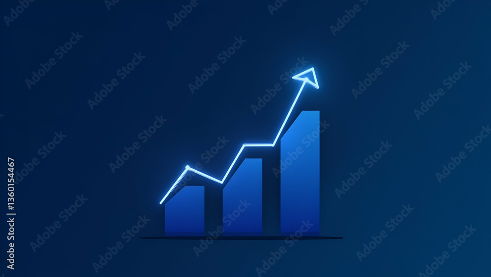 Poster flat stock market candlestick graph: visualizing investment trading data with bullish trends on a bl