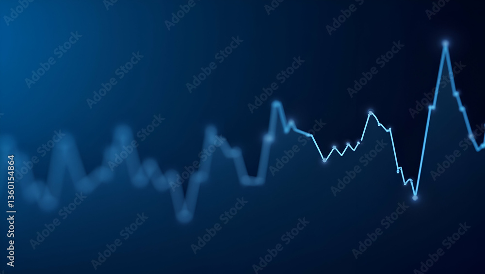 Poster flat stock market candlestick graph: visualizing investment trading data with bullish trends on a bl