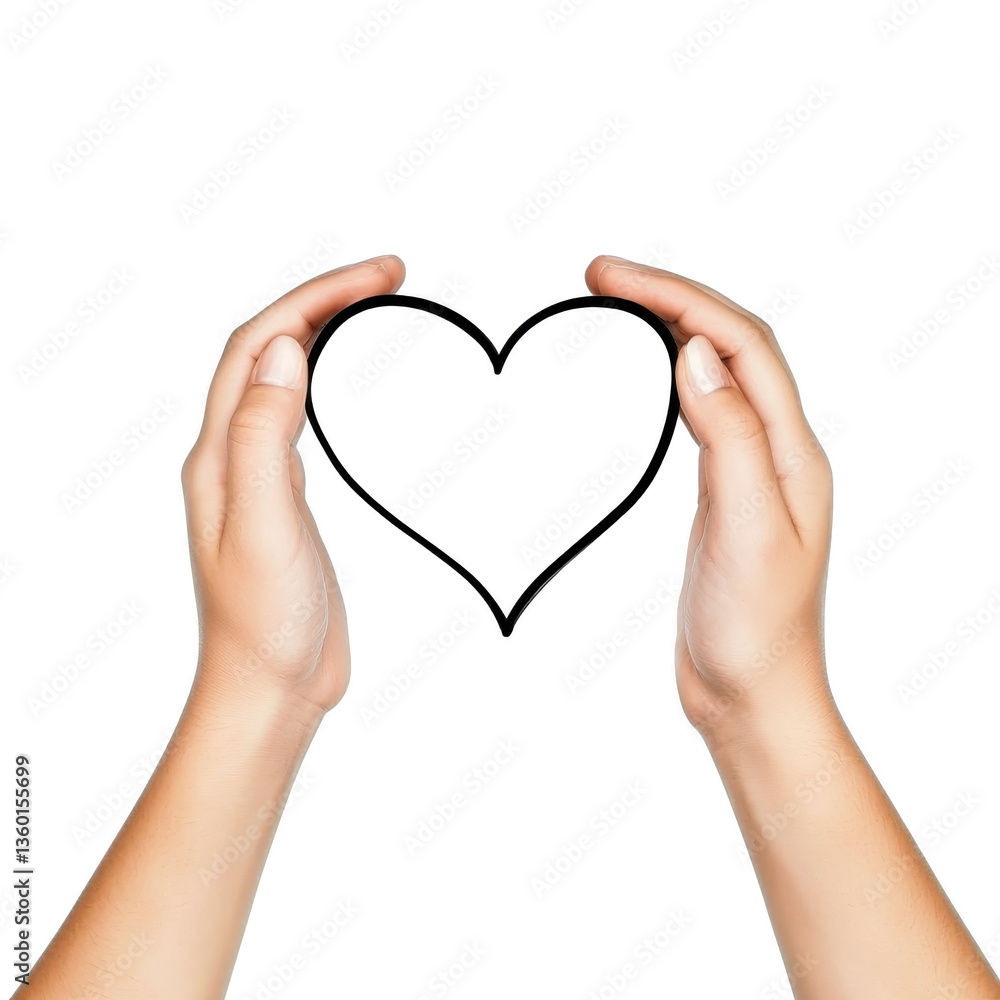Poster a two hands gently form heart shape, symbolizing love and connection. image conveys sense of warmth 