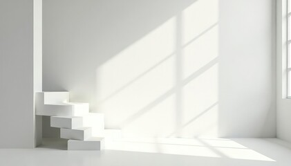 Fototapeta premium Elegant white setting, refined simplicity, subtle shadows, refined, wallpaper