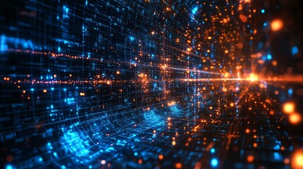 Obraz premium Futuristic abstract digital background with lights.