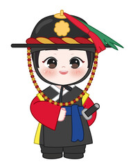 Chibi Scholar in Official Korean Outfit – Cultural Heritage Design