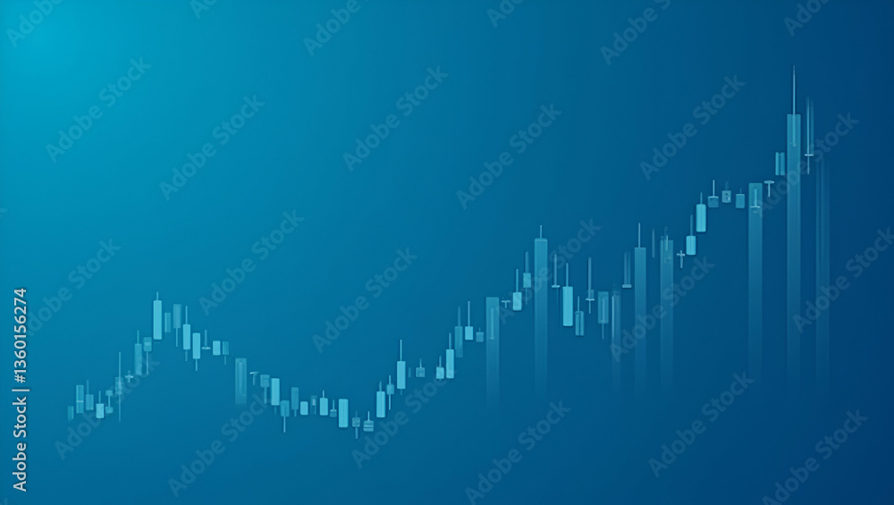Poster flat stock market candle stick graph showing investment trading data bullish points graph trend on b
