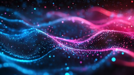 Abstract waves of vibrant colors and sparkles.