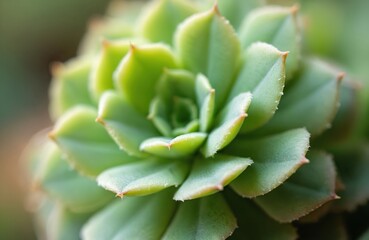Close-up of green succulent plant Kalanchoe daigremontiana. Mother of thousands plant, alligator plant, tropical exotic floral botany. Garden houseplant foliage details. Healthy plant.