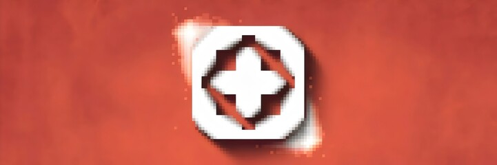 Obraz premium Pixelated icon with fading effect on red background – Ideal for UI design, branding, or digital aesthetics.