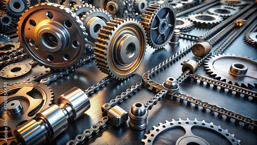 Aufkleber precisely engineered metal gear system and chain components