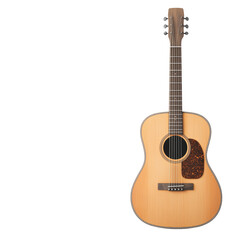 Obraz premium Acoustic guitar on a transparent background in a minimalist studio setting