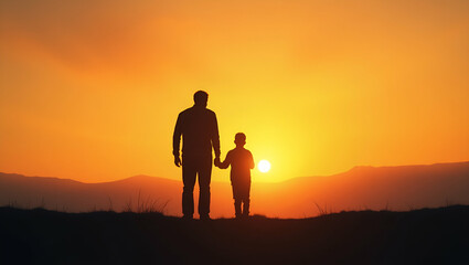 Father and Son Silhouette: A Meaningful Vector Illustration of Hope, Ambition, and Generational Bond