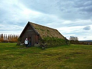Obraz premium Iceland - view of wooden chapel in Skálholt near Laugarás