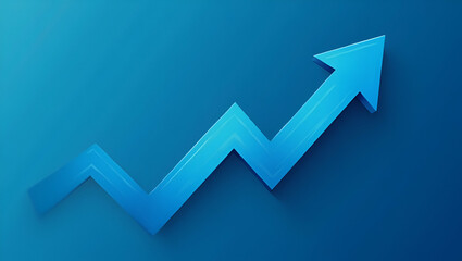 Flat Blue Business Arrow and Stock Market Graph Icon: Symbolizing Trending Growth and Financial Success in a Simple Vector Illustration for Smart Business Strategies