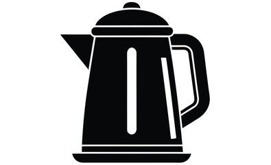 Electric kettle front view silhouette, Electric kettle silhouette vector, kettle icon vector 