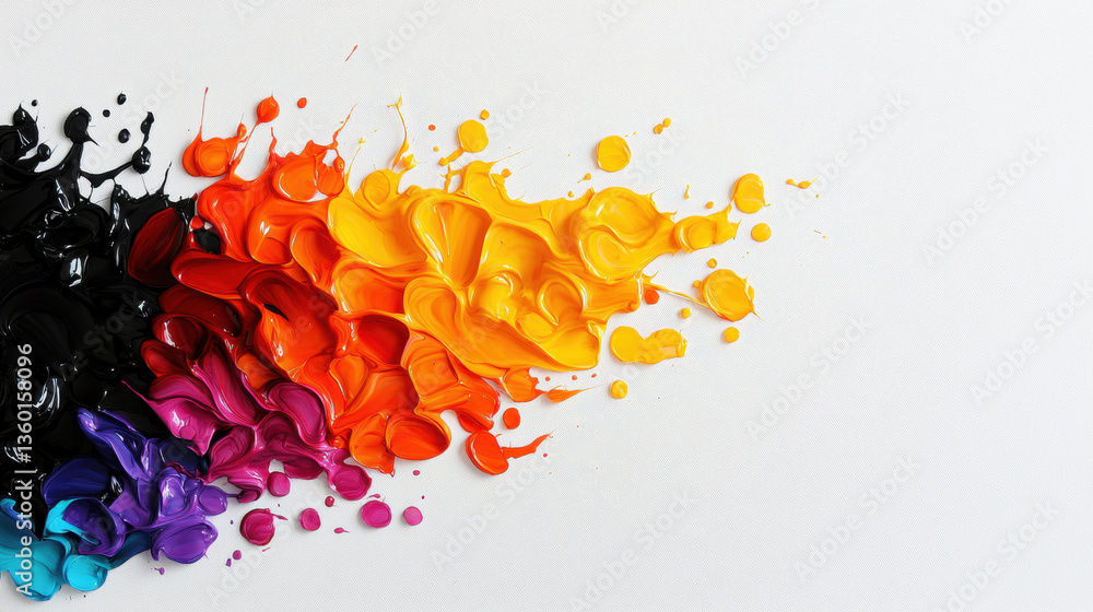 Aufkleber vibrant splashes of colorful paint on white background create dynamic and artistic composition