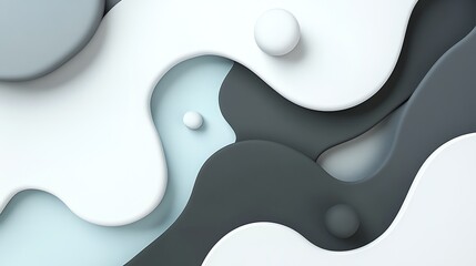 Abstract Fluid Shapes Background with Gray White and Soft Blue Tones
