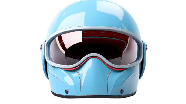 A light blue helmet with a visor on a black background