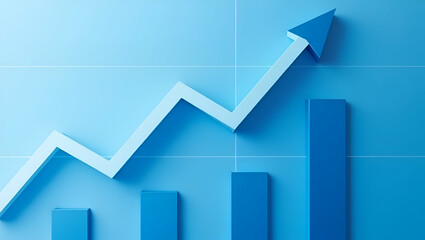 Flat Blue Business Arrow & Stock Market Growth Icon for Success