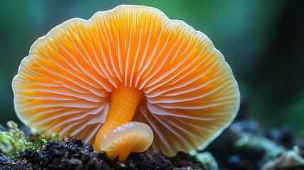 mushrooms on a mossy surface