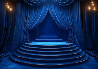 Royal Blue Velvet Stage for Presentation.
