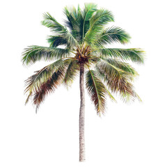 Lush tropical palm tree standing tall against a clear blue sky backdrop