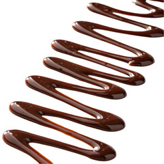 Chocolate sauce zig zag isolated on transparent background