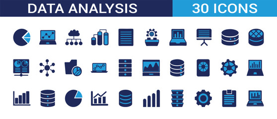 Data analysis Set of vector icons for web and business design