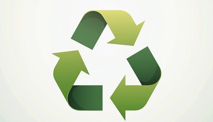 Obraz premium Green recycling symbol in minimalistic design on light background 