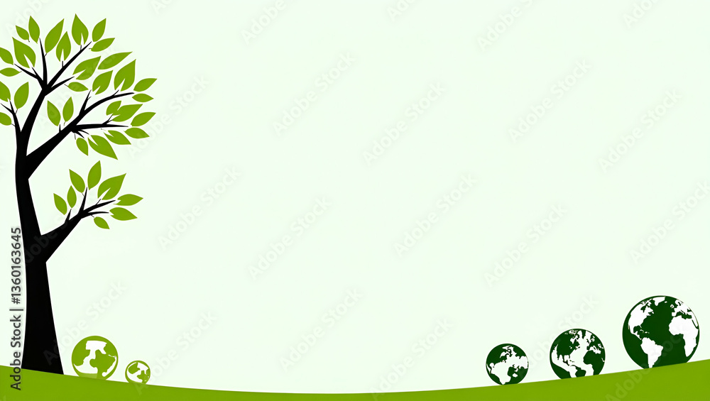 Poster earth and recycling symbols border frame for world environment day: create impactful sustainability 