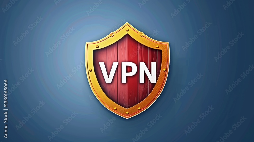 Poster protecting online privacy with a vpn shield symbol and digital security concepts