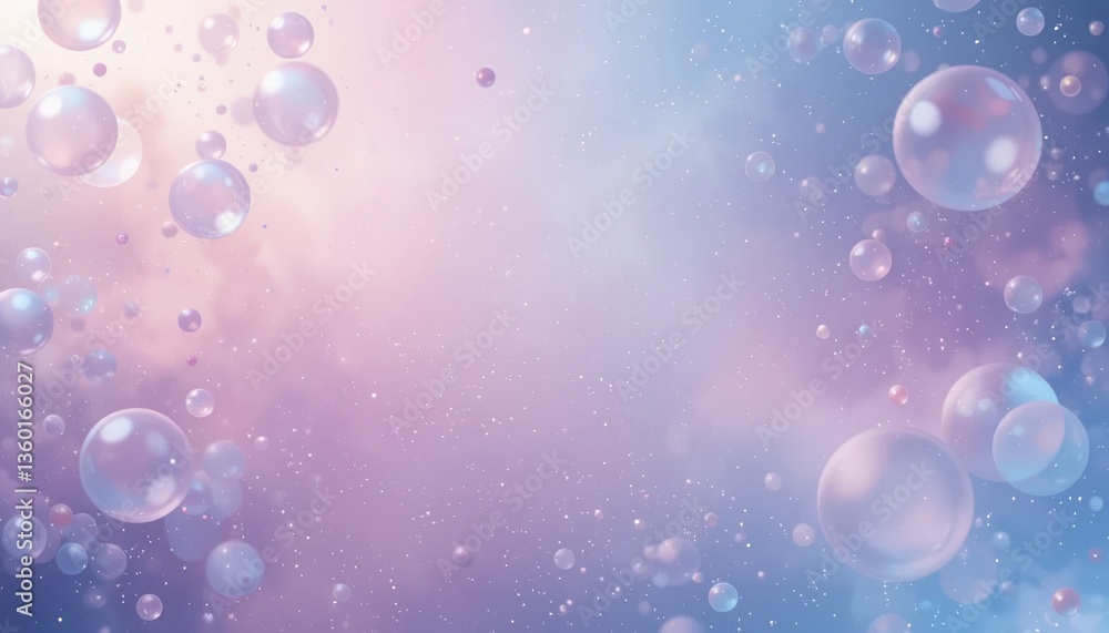 Poster bubbling action in a dreamy atmosphere abstract background digital art soft color palette ethereal v