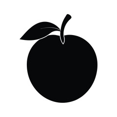 Peach Fruit Of Black Vector Illustration Silhouette Isolated
