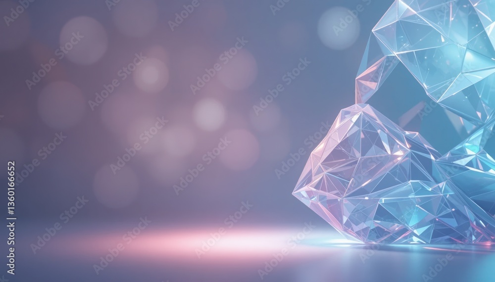 Poster dynamic abstract crystal formation digital space 3d render futuristic environment close-up view crea