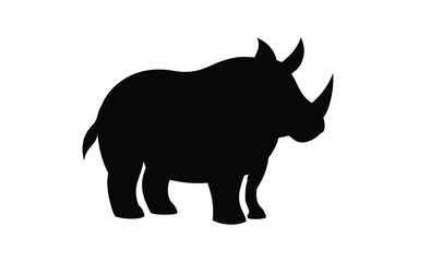 Wild rhino side view silhouette, rhino silhouette vector, rhino icon vector wildlife animal