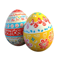 Two Decorated Easter Eggs on transparent background