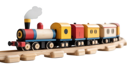 Colorful Wooden Toy Train Set on Track