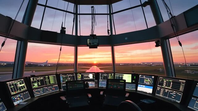 Interior of a control tower.