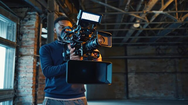 Videographer recording a music video.