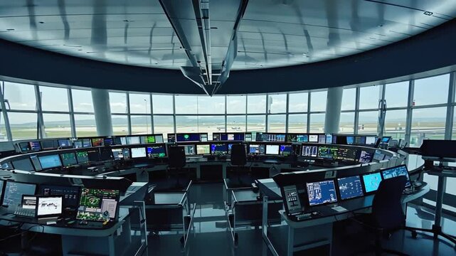 Interior of a control tower.