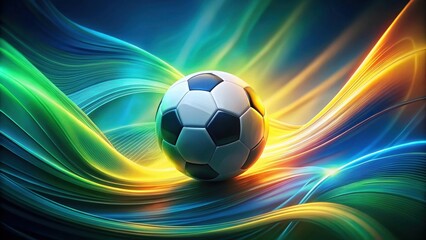 Obraz premium Abstract Soccer Ball on Vibrant, Flowing Energy Waves