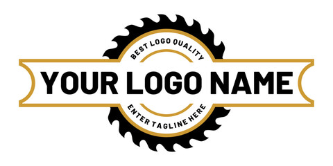 saw blade vector design,carpentry tool logo design,vintage,badge,editable design