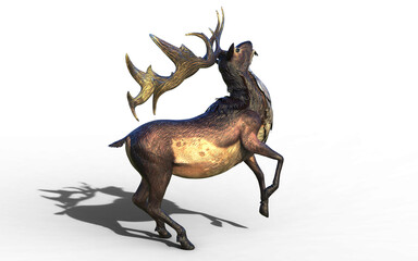 3d illustration of Majestic Giant Deer Rearing Up
